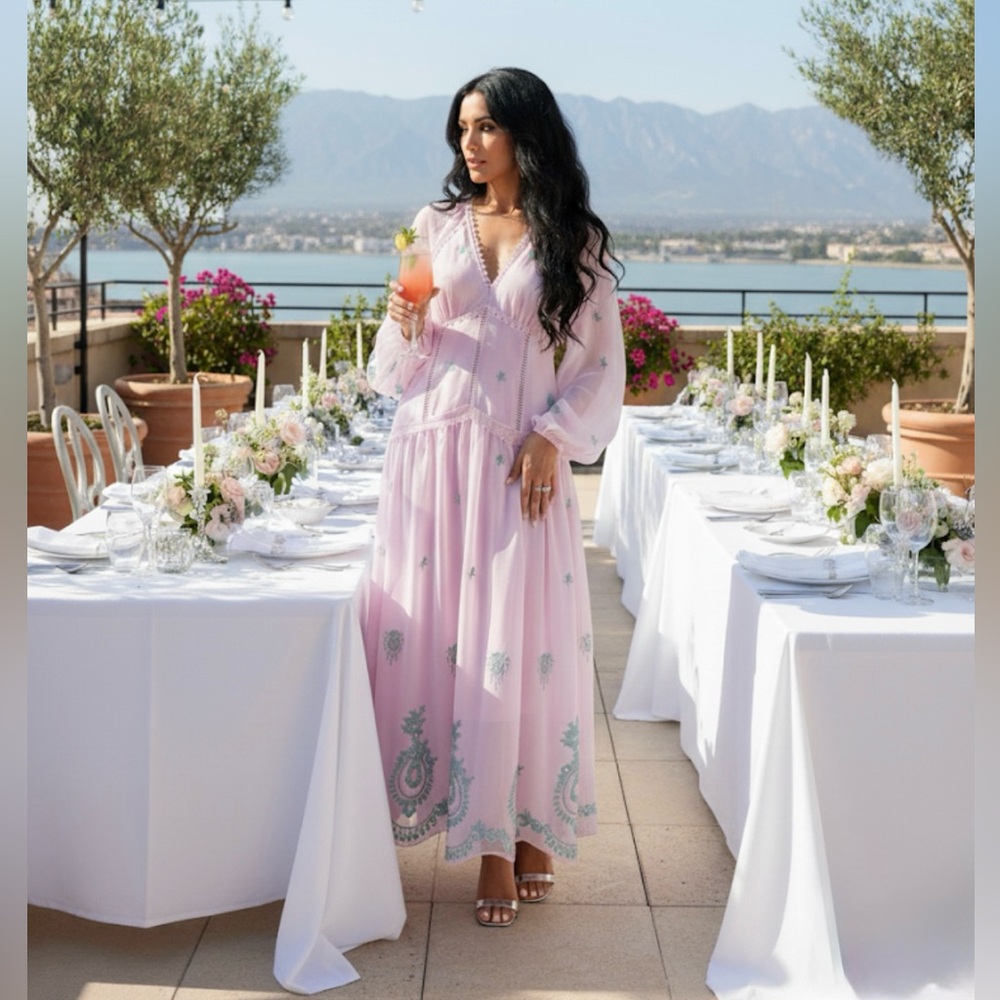 Embroidered Maxi Dress | Size 12